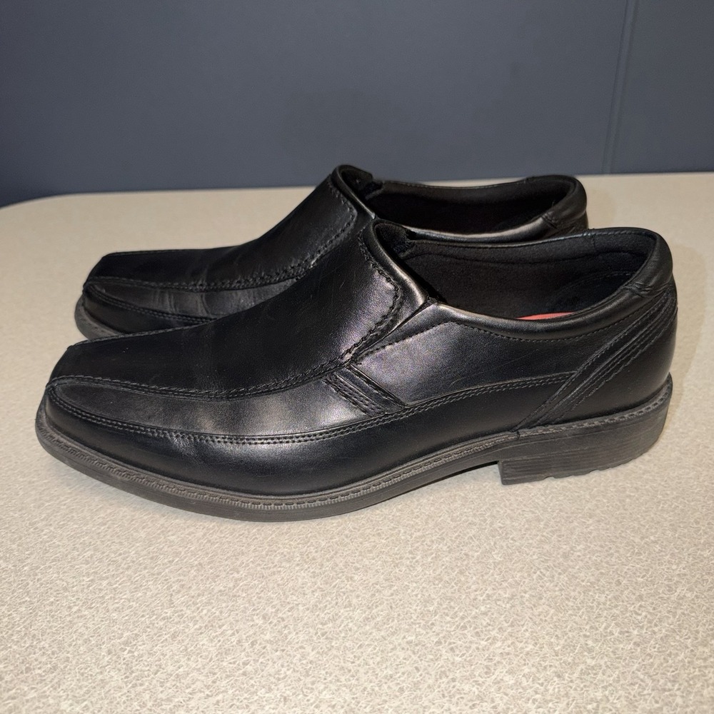 Men's Rockport Black Leather Comfort Slip-on Loafers Size 11 W EUC